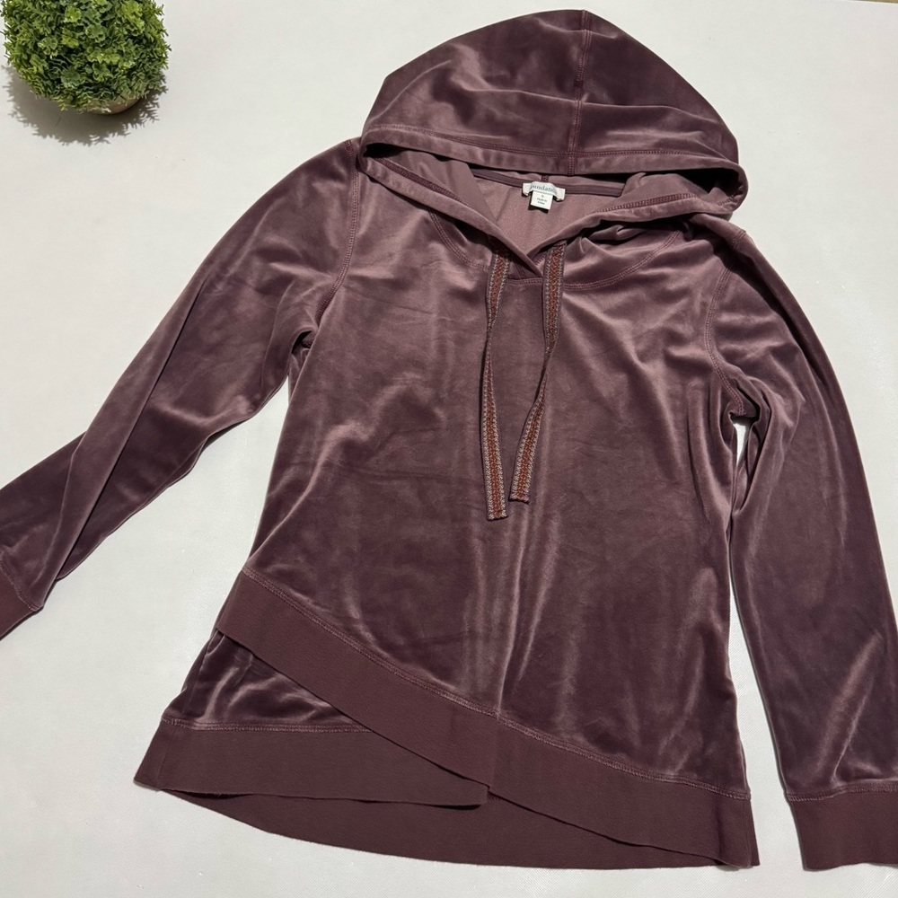 Velvet Hooded Pullover Top in Mauve